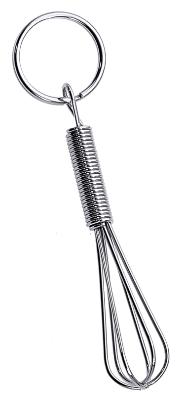 Schlüsselanhänger Schneebesen, mit Kette und Ring, Edelstahl, L: 8 cm