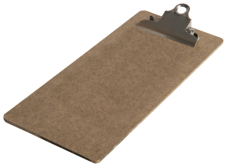 Klemmbrett, schmal, Holz, Edelstahl, 26,5 x 11,5 cm