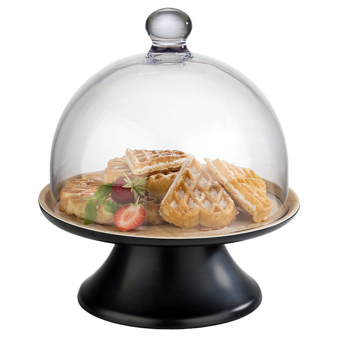 Tablett FRIDA, D: 31,5 cm, H: 1,5 / 2,5 cm, Melamin, innen: Holzoptik