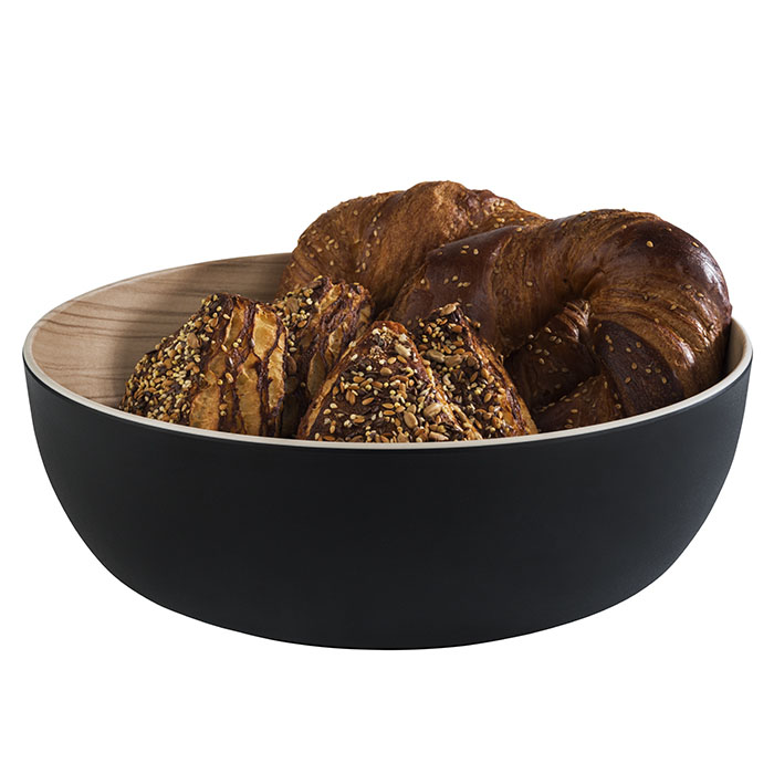 Schale FRIDA, D: 30 cm, H: 9,5 cm, Melamin, innen: Holzoptik