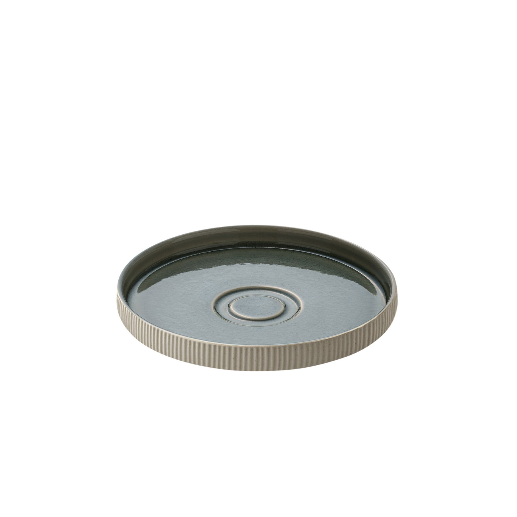 Playground, Steinzeug - NARA Grau : Untertasse rund , Relief, 15 cm