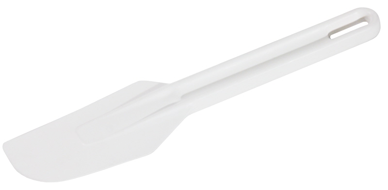 Teigspatel, Kunststoff, weiß, 12 x 6,5 cm, Stiel: 14 cm