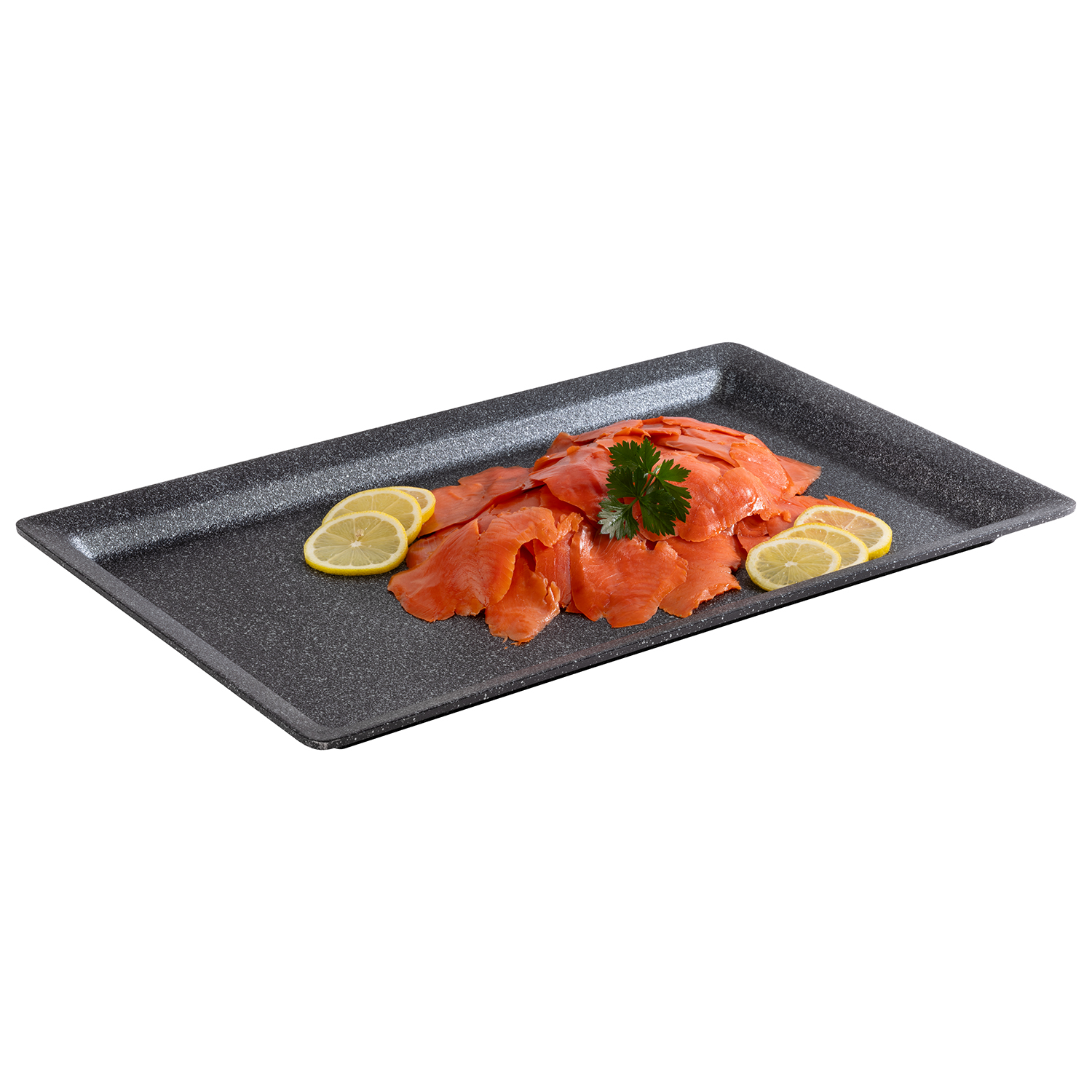 GN 1/1 Tablett FROSTFIRE, Aluminium, antihaftbeschichtet, 53 x 32,5 cm, H: 3 cm, Farbe: schwarz-silber