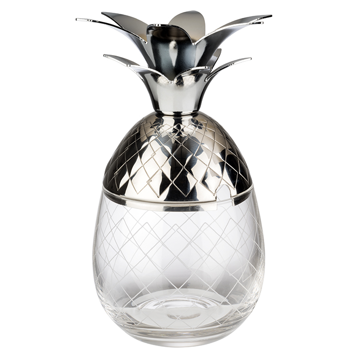 Becher PINEAPPLE, D: 8,5 cm, H: 17,5 cm, Glas, 18/8 Edelstahl