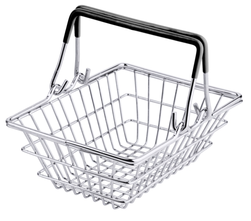 Mini Einkaufskorb, verchromter Draht, PVC Handgriff, 14 x 10 x 5 cm