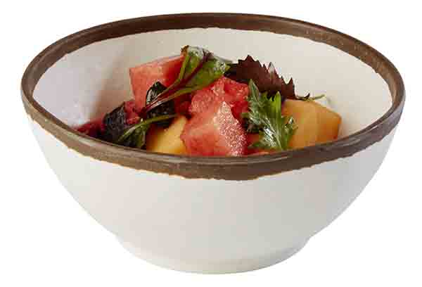 Schale CROCKER D: 16 cm, H: 7 cm, 0,7 ltr., Melamin, creme, Tonoptik, brauner Rand