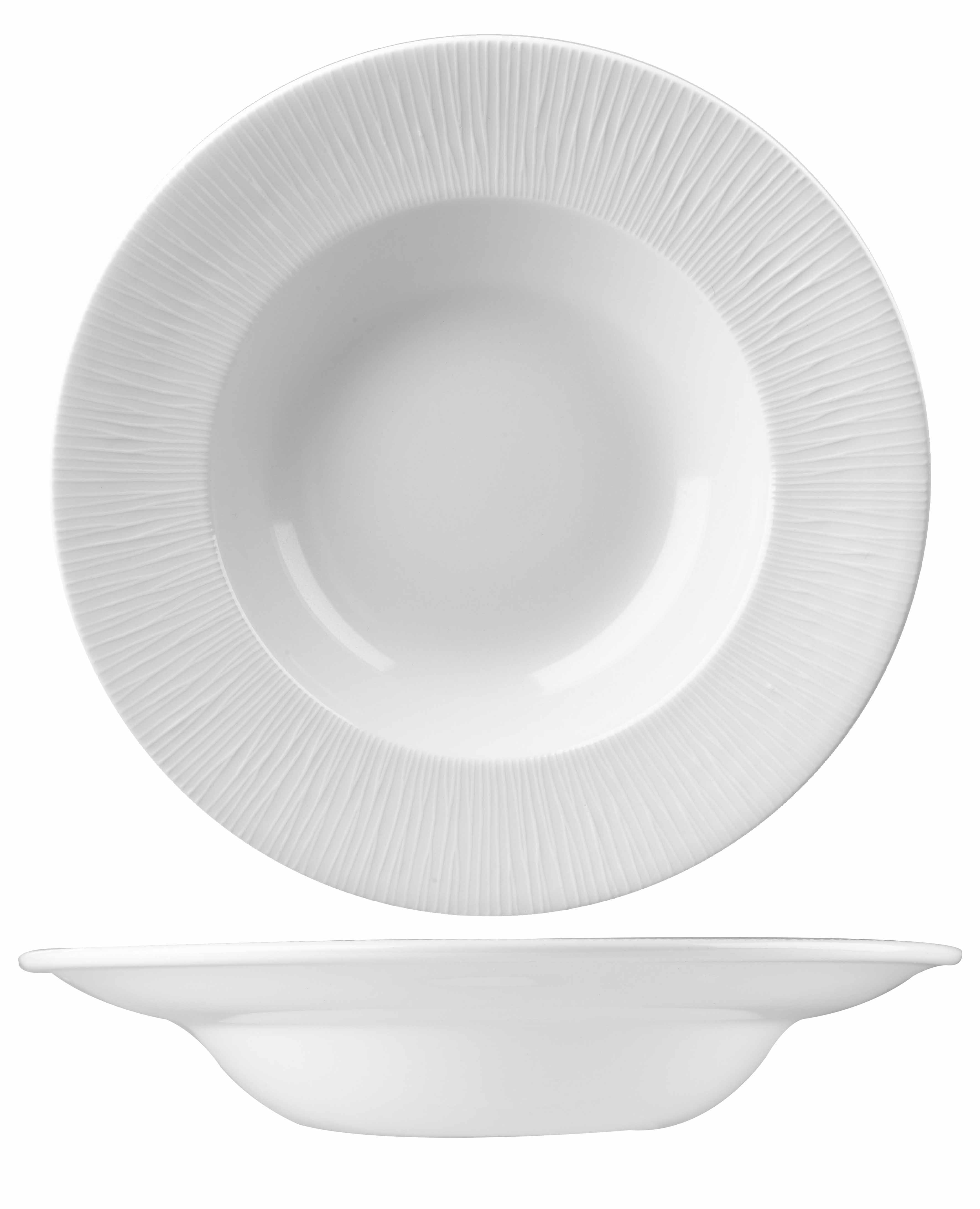 Churchill, Bamboo - Teller tief breite Fahne, uni/ weiss, 28 cm/ 0,47 ltr.