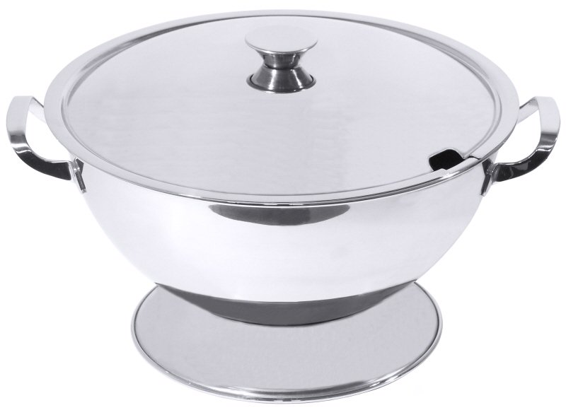 Suppenterrine mit Fuß, Edelstahl, I: 4 ltr., D: 25 cm, H: 15 cm