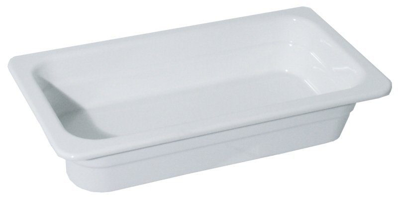 GN 1/2 Behälter, weißes Melamin, Tiefe: 20 cm, I: 0,6 ltr.