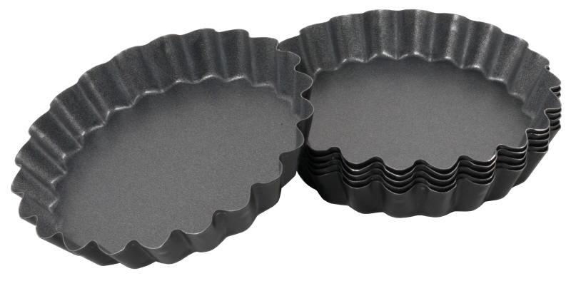 Tartelett-Förmchen Set a 4 St., PFTE beschichtet, Stahl, D: 12 cm, H: 2 cm