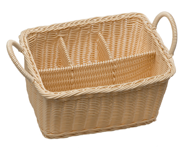 Besteckkorb ECONOMIC 26 x 18 cm, H: 15 cm, PP, Fb. Hellbeige, 2 Griffe