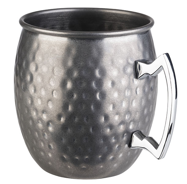 Becher MOSCOW MULE, Edelstahl, D: 9 cm, H: 10 cm, I: 0,5 ltr., Farbe: stainless-antique-hammered