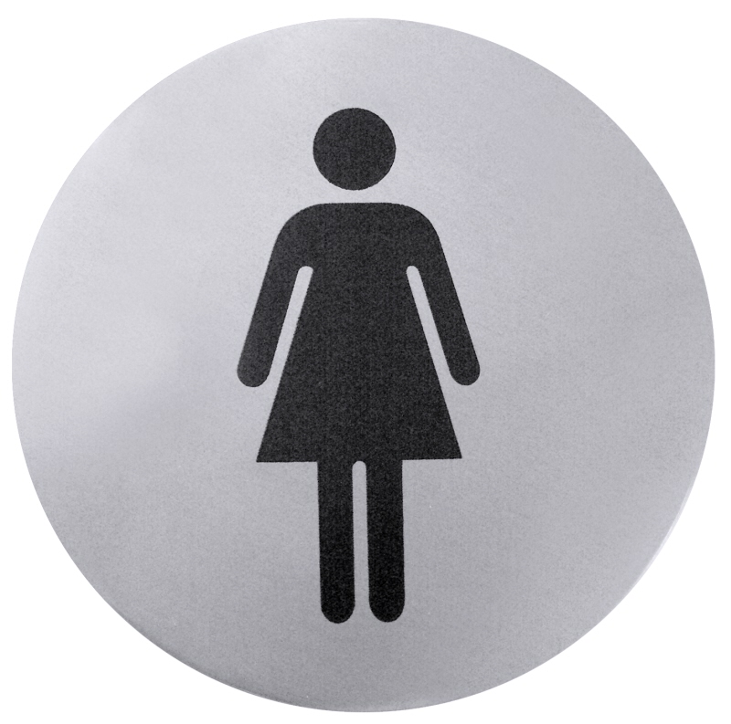 Toiletten-Türsymbol DAME, Edelstahl, selbstklebend, D: 7,5 cm