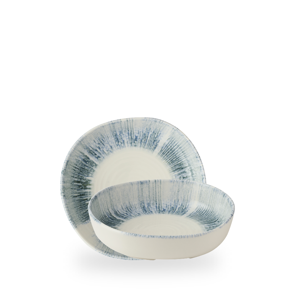 Churchill, Inked Lyra : Blue -  Teller tief organisch m. erhöhten Rand, 20 x 4,5 cm