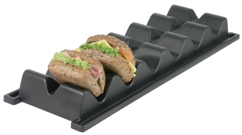 Snackablage (Snackwelle), schwarzem Polystyrol, 6 Fächer, 59 x 19,5 x 5,5 cm