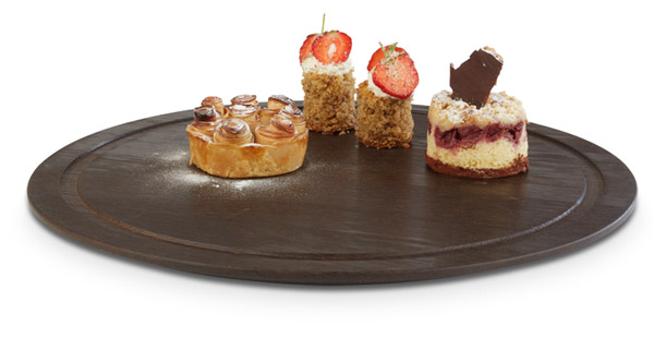 Tablett APS PLUS WOOD D: 38,5 cm, H: 2 cm Holz, Eiche, dunkel