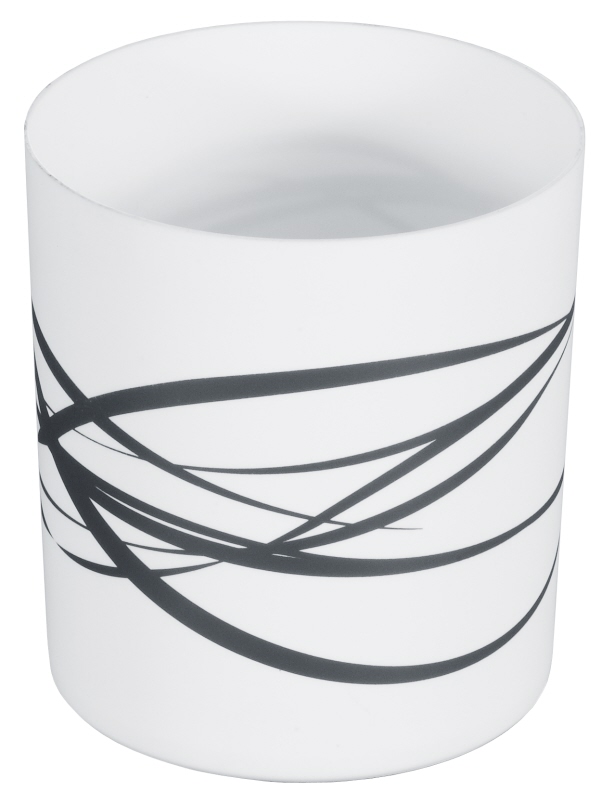 Tischabfallbehälter mit Dekor, weißem PP, I: 1,8 ltr., D: 13 cm, H: 14 cm