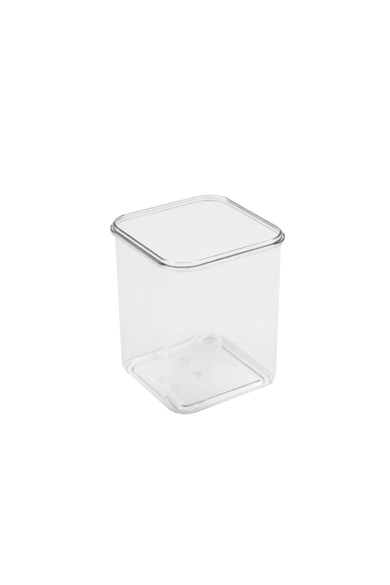 Vorrats-, Gewürzdose rechteckig inkl. Deckel, PS transparent, 170 x 170 x 250 mm/ 1 ltr.