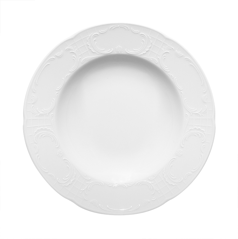 Bauscher, Mozart - Teller tief steile Fahne 23, weiss, uni, 23,3 cm/ 0,33 ltr.