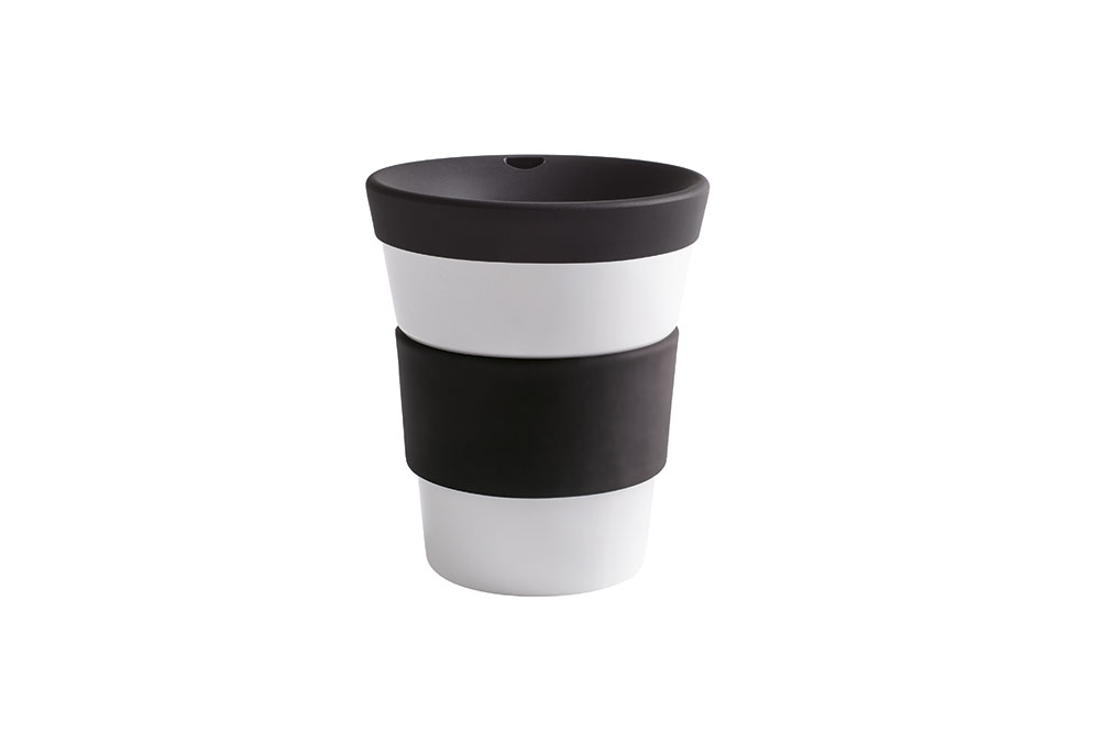 Kahla, Cupit - Becher mit Trinkdeckel 0,35 ltr., Banderole glatt: pure black