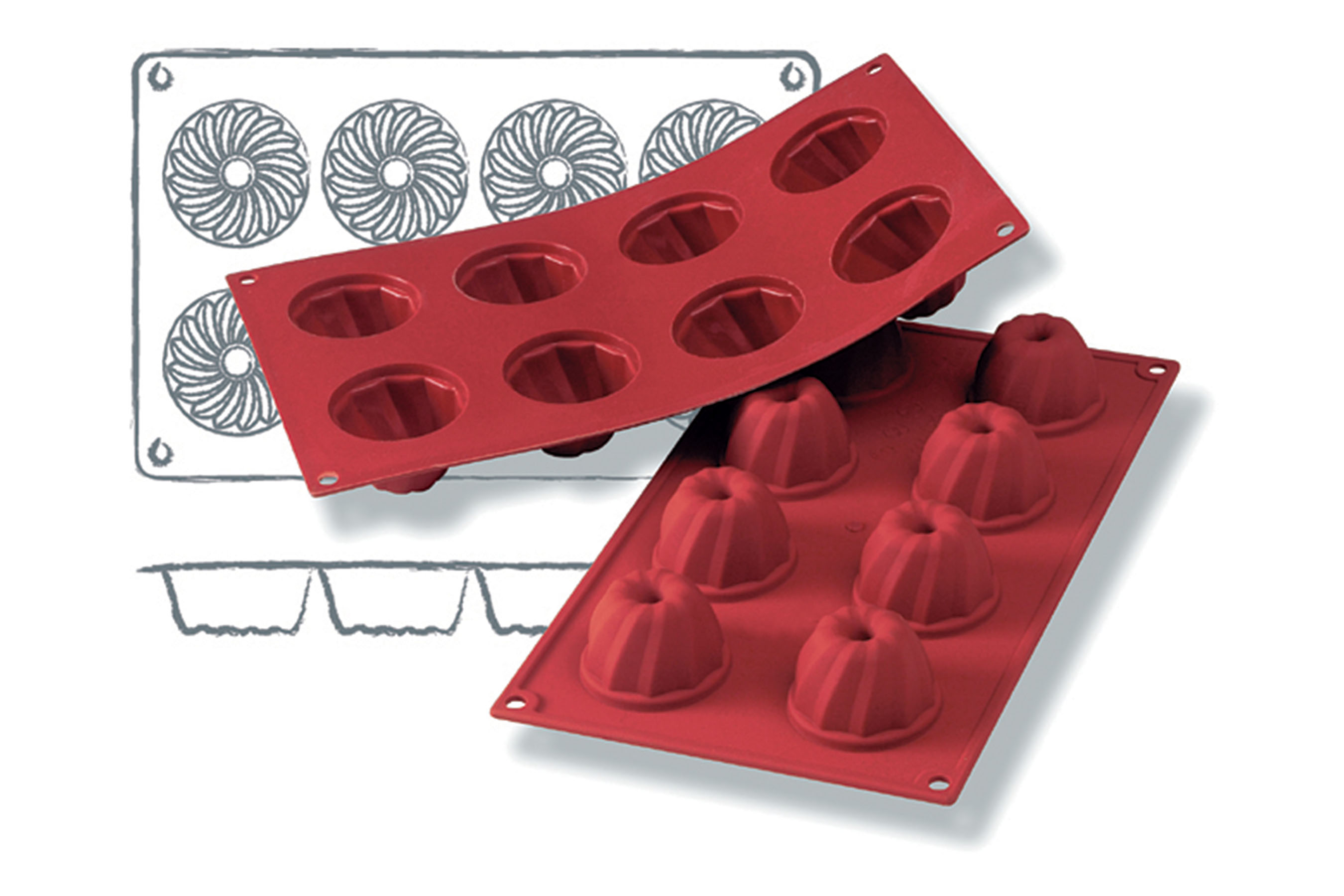 Silikon - Backform, Mini- Gugelhopf, D: 55 mm, H: 36 mm