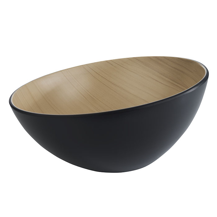 Schale FRIDA, D: 28,5 cm, H: 10 / 14 cm, Melamin, innen: Holzoptik