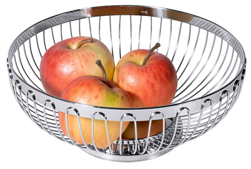 Brot-, Obstkorb, rund, Edelstahl, D: 20,5 cm, H: 9 cm