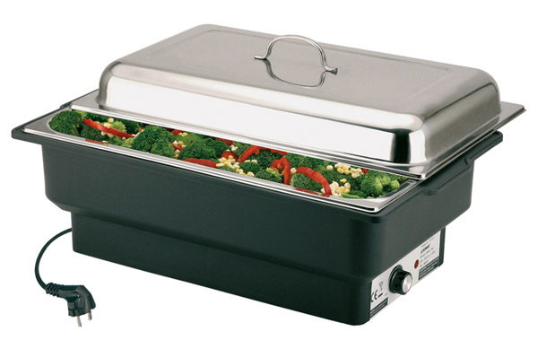Elektro-Chafing Dish ECO 63 x 36 cm, H: 29 cm, I: 8,5 ltr., Edelstahl / PP, Temperatur regelbar, 420 - 500 W