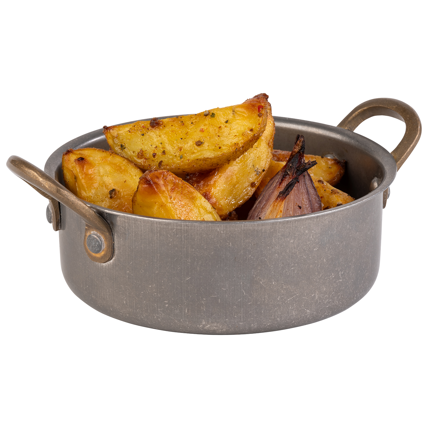 Serviertopf, Edelstahl, D: 14 cm, H: 5 cm, I: 0,55 ltr., Farbe: Antik-Edelstahl-Look