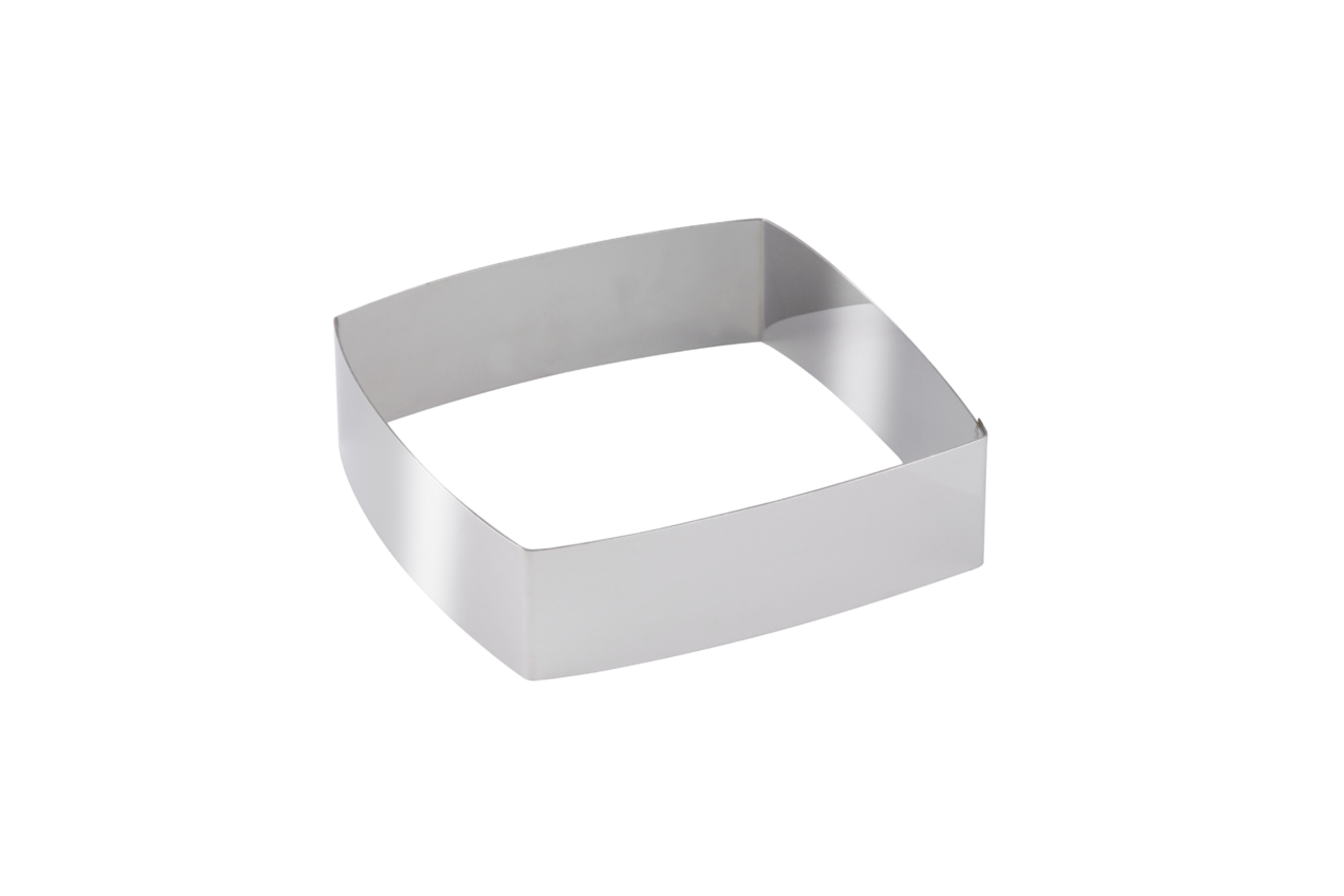 Dessert-, Tortenring Viereck gewölbt, Edelstahl, 140 mm, H: 5 cm