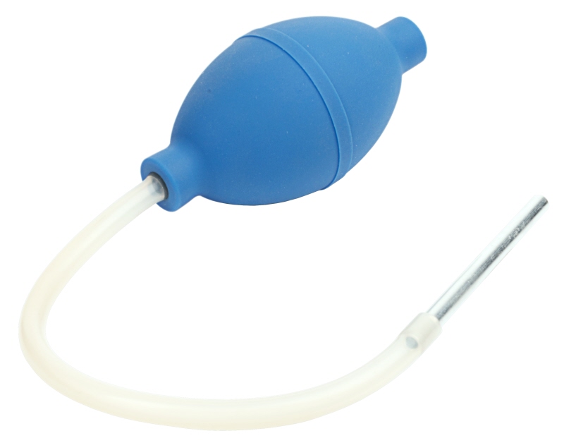 Zuckerblasebalg, Pipette aus Alu, Blasebalg aus Gummi, D: 6 mm, L: 25 cm