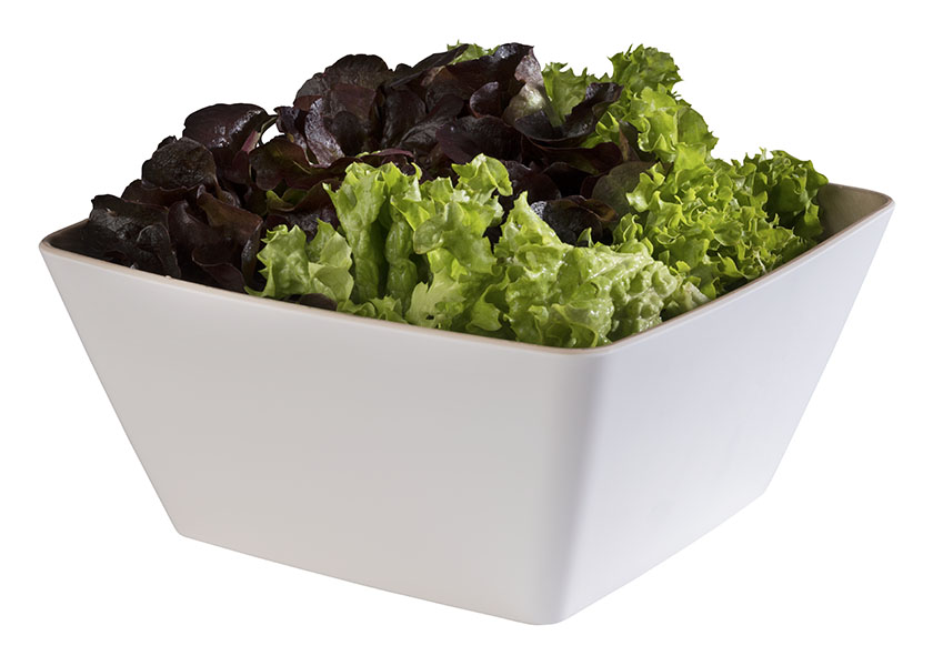 Schale FRIDA, 25 x 25 cm, H: 12 cm, 3,5 ltr., Melamin, außen: weiss, innen: Holzoptik