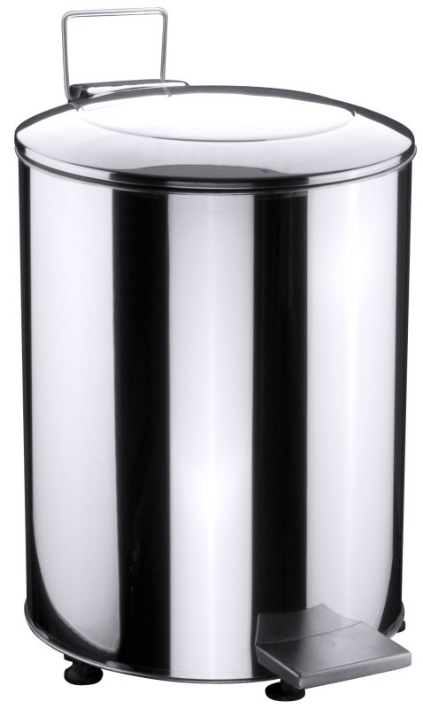 Tretabfallbehälter mit Deckel, 4 Gummifüße, Edelstahl, I: 70 ltr., D: 40 cm, H: 70 cm