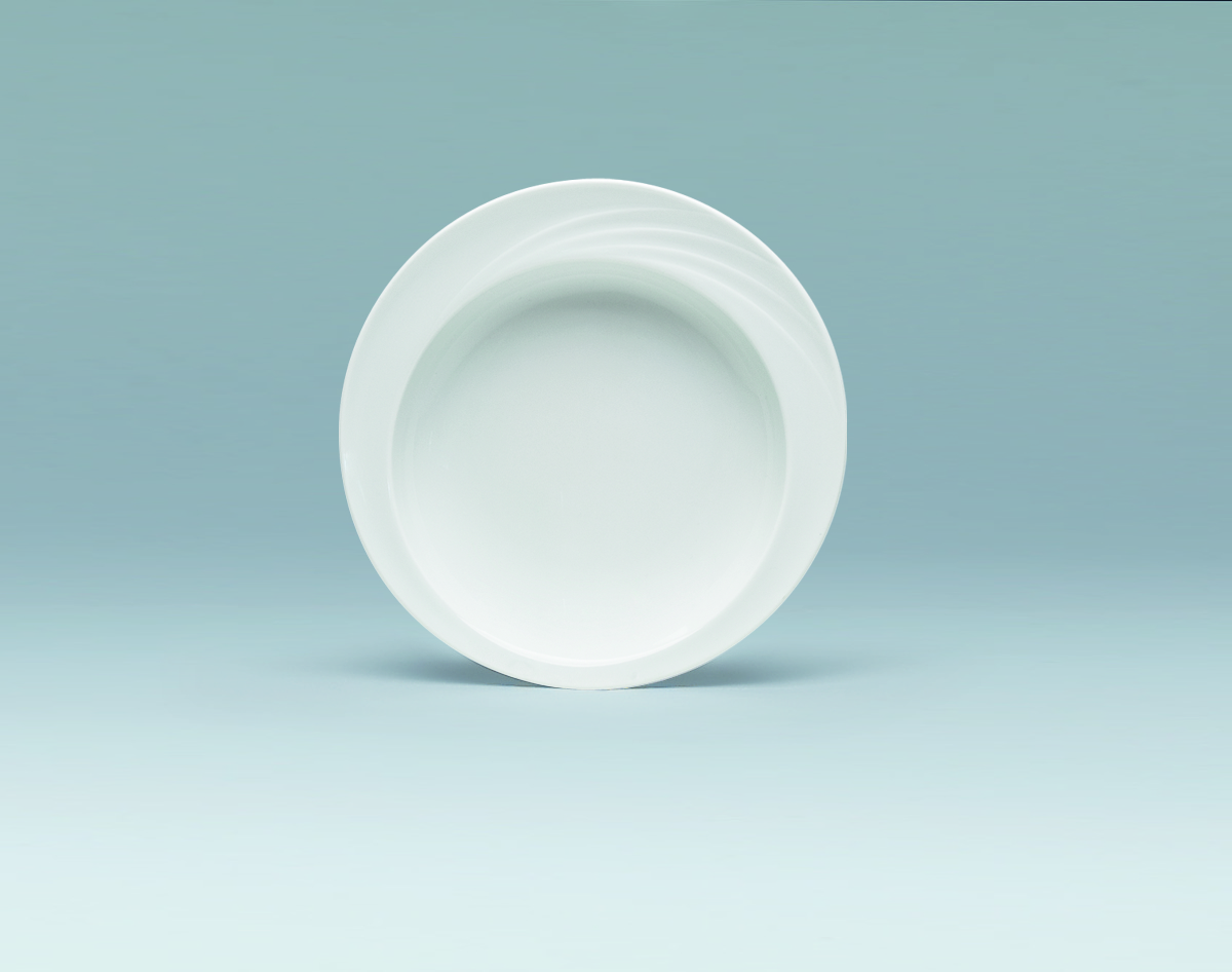 Bauscher Care, Donna Senior - Komforteller tief asym. Fahne, weiss, uni, 23 cm/ 0,50 ltr.