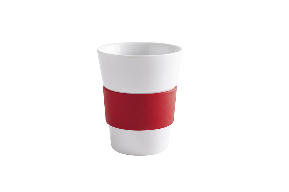 Kahla, Cupit - Becher mit Trinkdeckel 0,35 ltr., Banderole glatt: cherry red