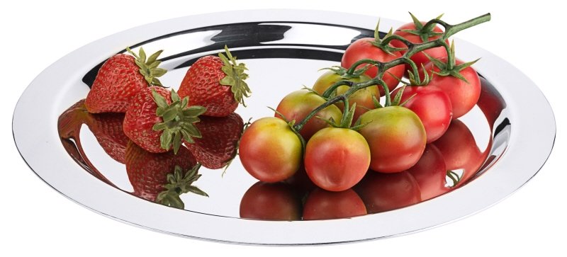 Bankettplatte, rund, glatter Rand, Edelstahl, D: 60 cm, H: 2 cm