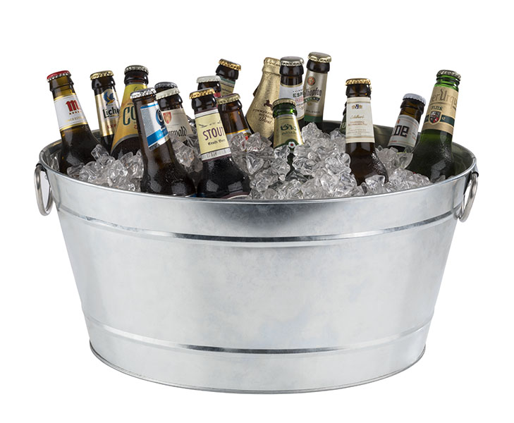 Getränkewanne TIN, Metall verzinkt m. Kunststoffeinsatz, 50 x 32 cm, H: 23 cm, I: 18 ltr.