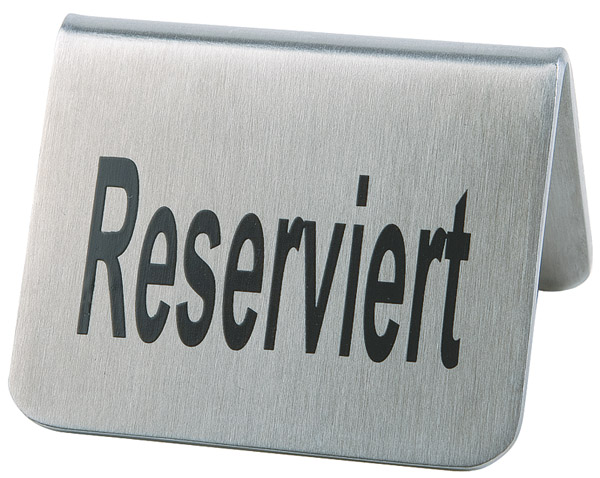 Tischaufsteller 2er Set je 5,5 x 5 cm, H: 3,5 cm, Edelstahl, mattiert, Reserviert