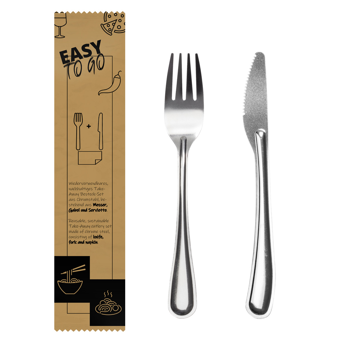 Solex, Easy To Go - Besteckset 18/0 Chromstahl, 3-teilig (1 Karton = 500 Sets)