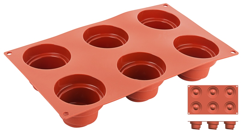 Silikon-Backmatte Wendelturm, 6 Formen, D: 6,8 cm, H: 5 cm