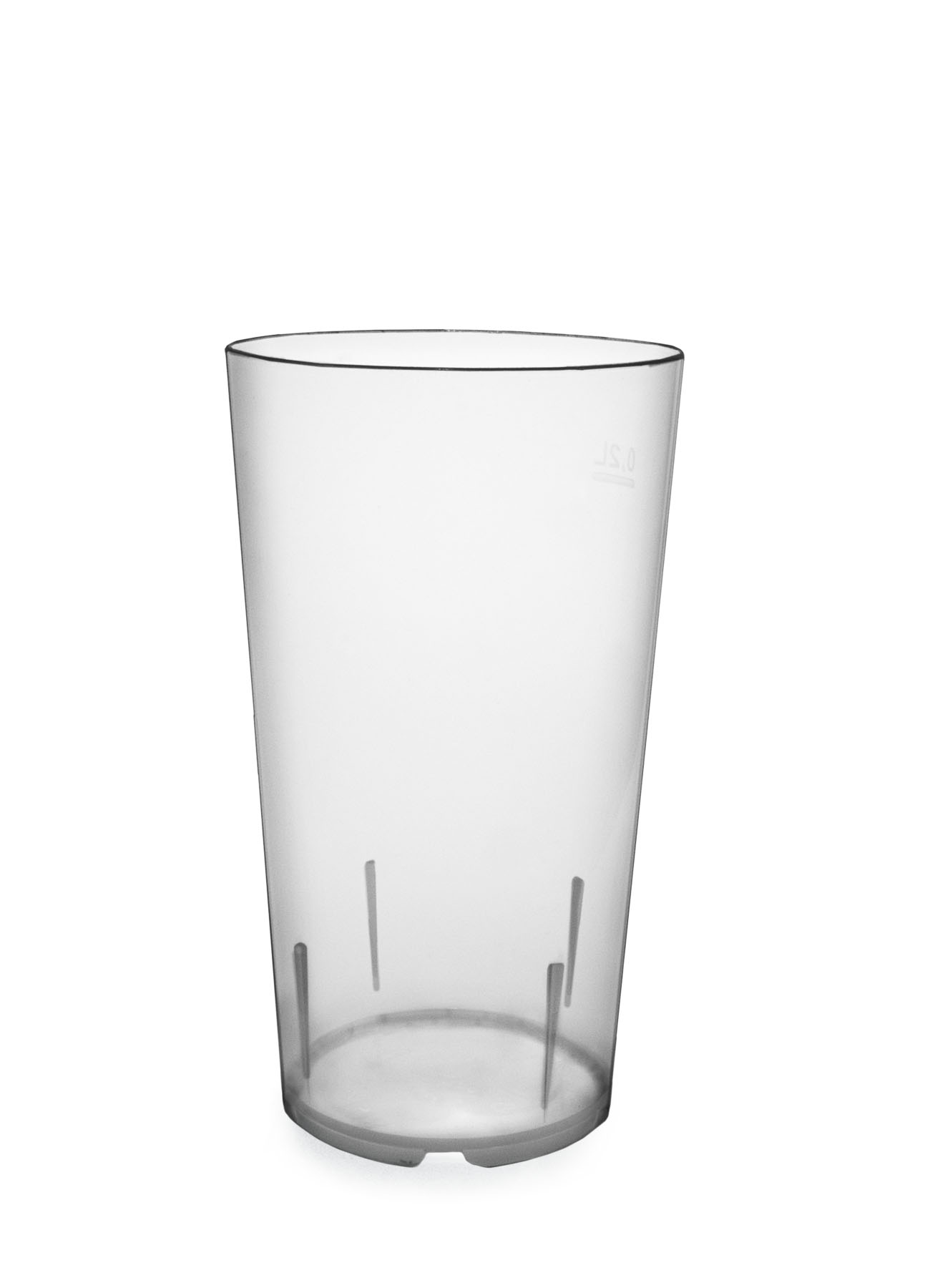 Aku, Mehrweg - Trinkbecher 200 ml m. F 0.2 ltr. |-|, Polypropylen, D: 6,5 cm, H: 11,2 cm, Fb. Milchig