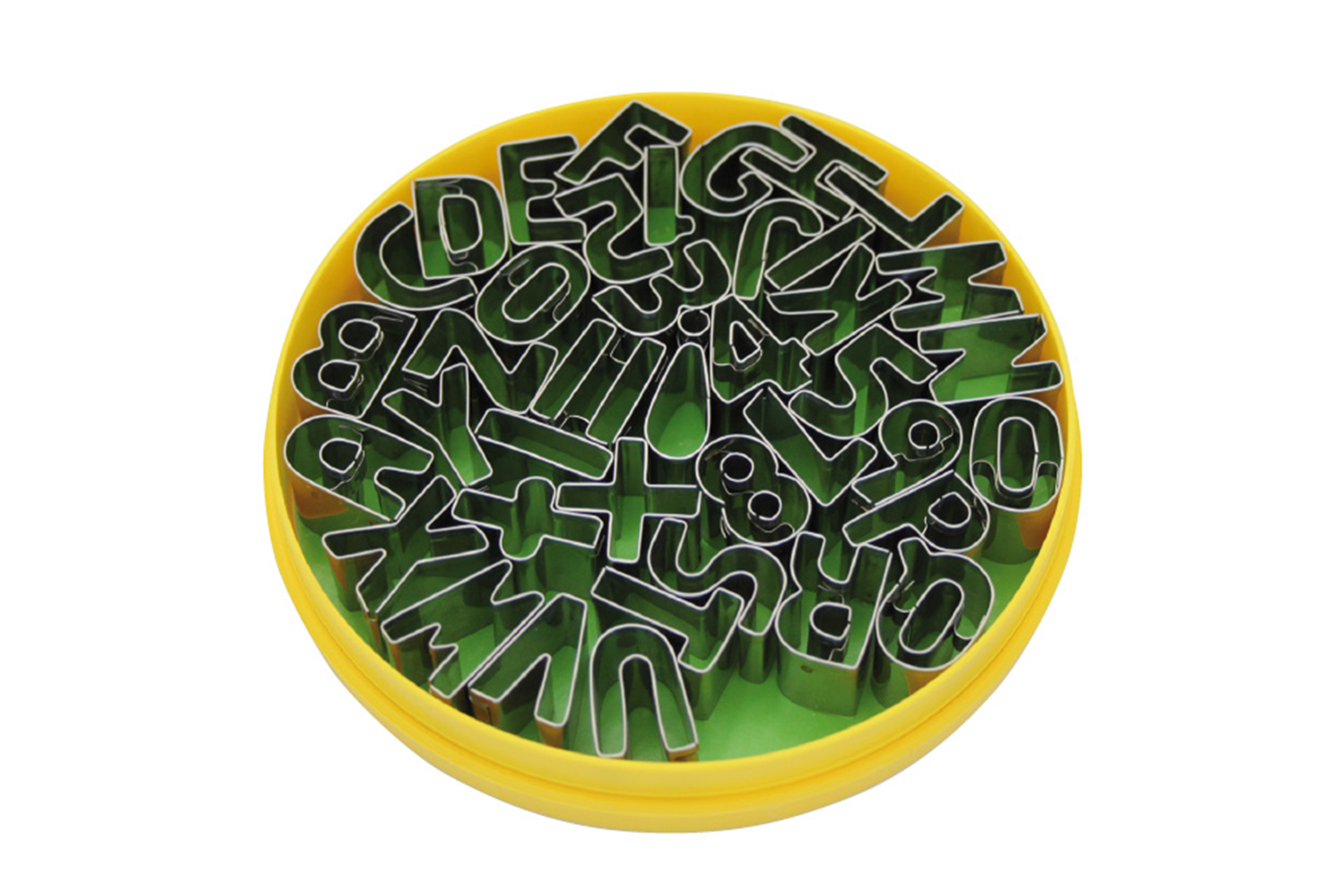 Dekor Ausstecher im Satz Buchstaben und Zahlen 40 -tlg., Höhe: 25 mm, Edelstahl