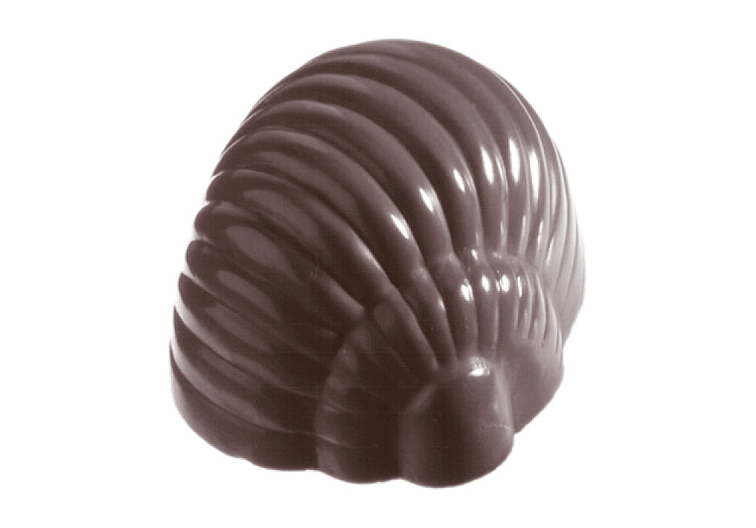 Schokoladen- Form Schnecke mit Riefen, 275 x 135 mm, 3 x 8 Stück 35 x 29 x 21 mm