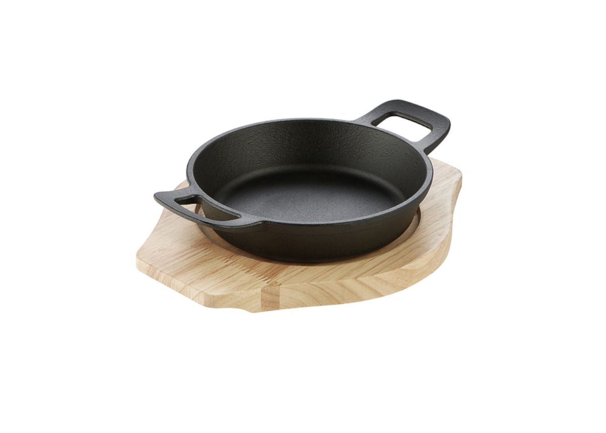 Mini-Servierpfanne Rustika m. Servierbrett 18 cm