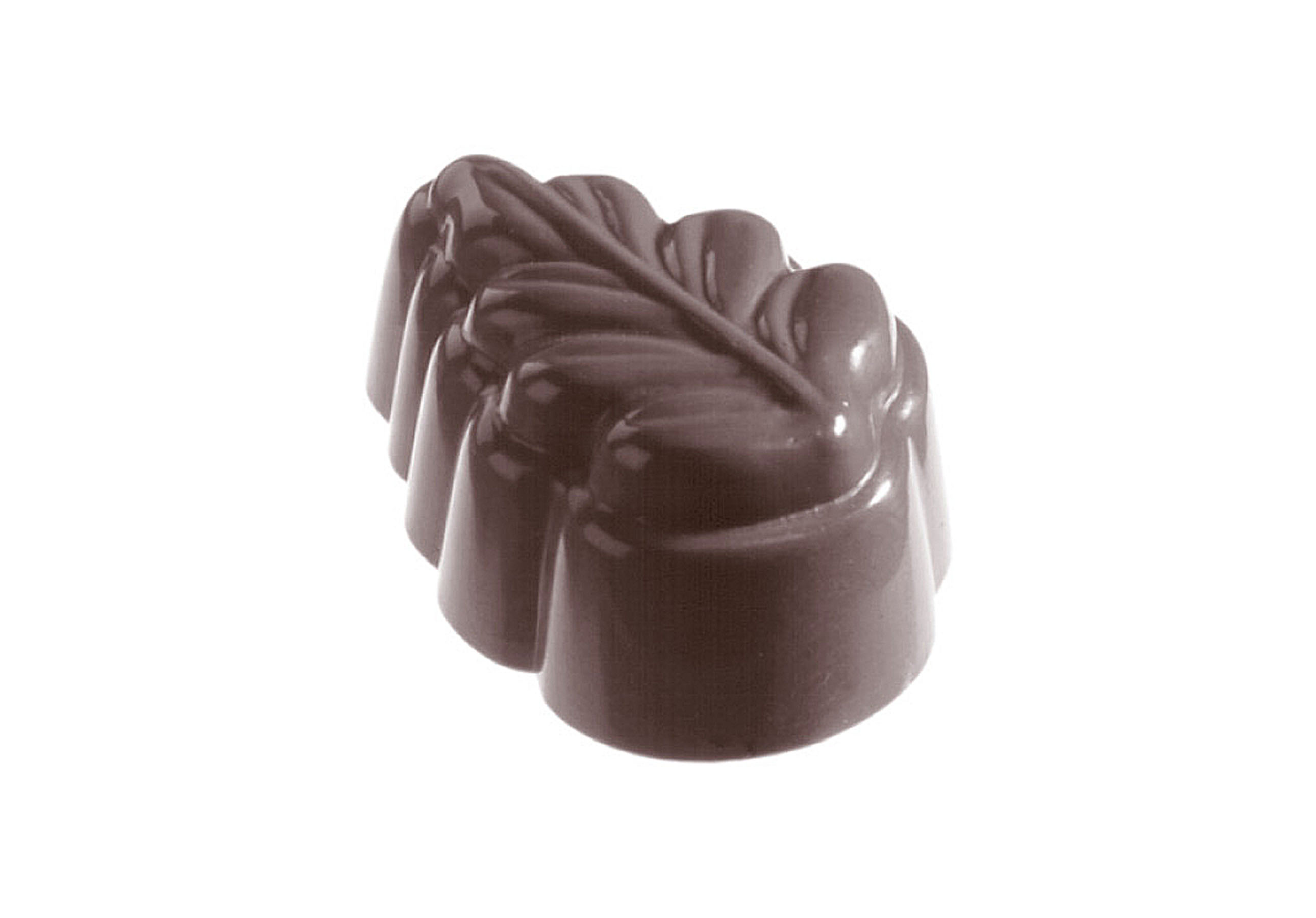 Schokoladen- Form Eichenblattpraline, 275 x 135 mm, 3 x 8 Stück 37 x 27 x 18 mm