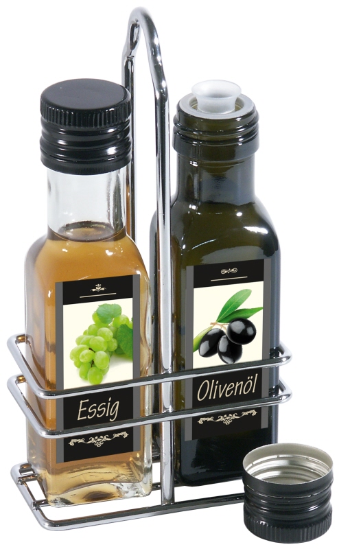 Menage Öl/Essig, verchromter Draht, I: 0,1 ltr., 9,5 x 5 x 18,5 cm