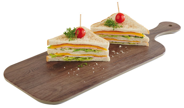 Tablett OAK 40 x 20 cm, H: 1,5 cm, Melamin, Eichenoptik, Griff: 13 cm