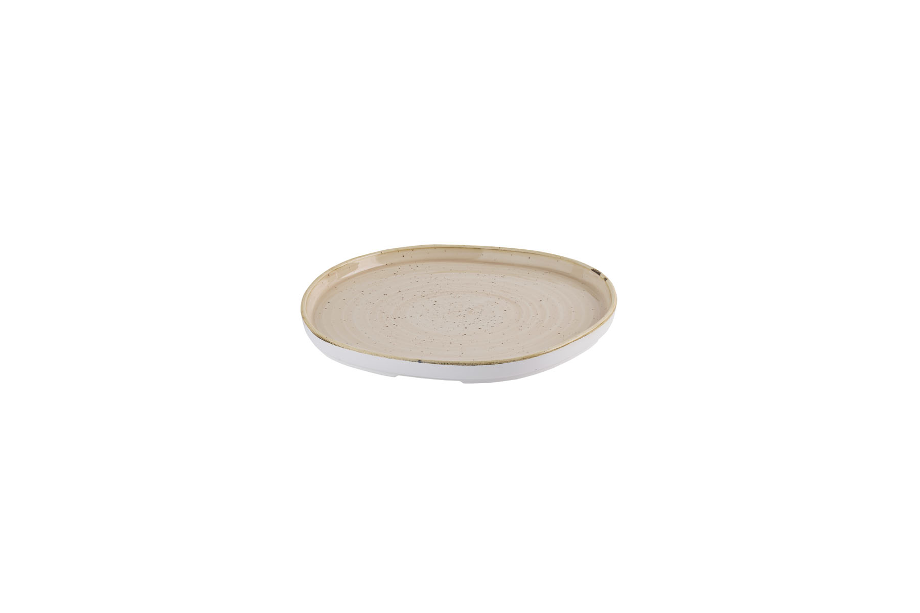 Churchill, Stonecast : Nutmeg Cream - Teller flach organisch m. erhöhten Rand, 25,5 x 2 cm