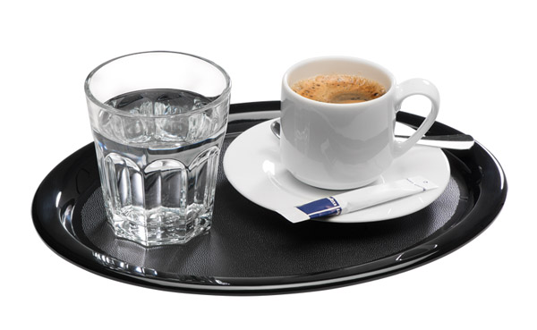 Serviertablett KAFFEEHAUS, 26 x 20 cm, H: 1,5 cm, Melamin, schwarz