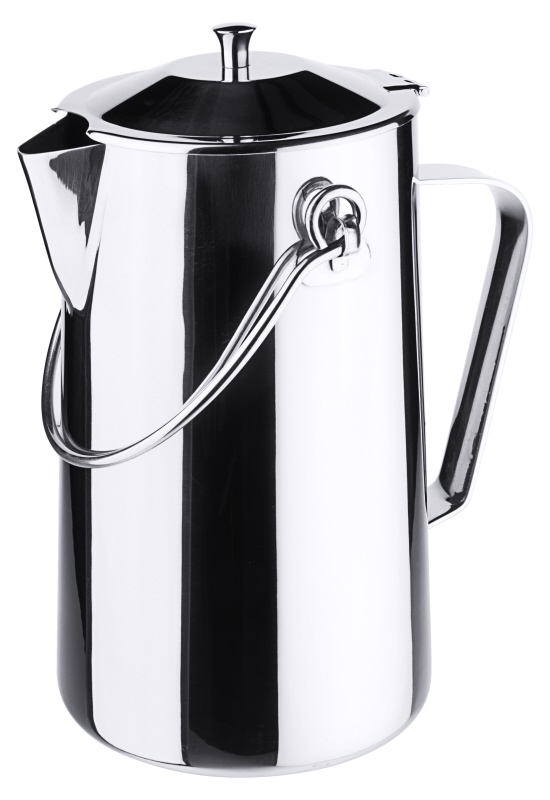 Kaffeekanne, Scharnierdeckel, mit Griff und Tragebügel, Edelstahl, I: 3 ltr., H: 25,5 cm